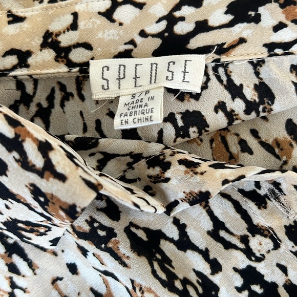 Spense Animal Print Button-Up Tunic Blouse Neutral Leopard Size Small - Picture 3 of 4